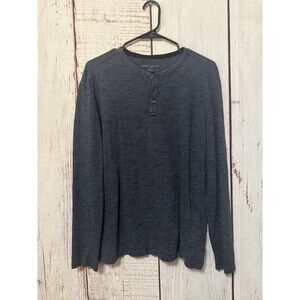 Robert Barakett Douglas Henley Shirt Long Sleeve Cotton Crew Blue Stripe Size XL